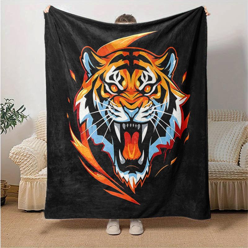 1pc Domineering Tiger Home Decor Blanket Gift for Room Bedroom,Living Room, Travel, Camping, Car Blankets