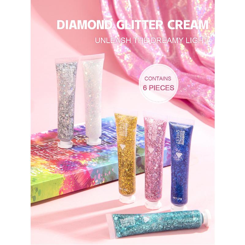 QIBEST Burst Glitter Eyeshadow Glitter Cream Face Body Polarized Glitter Cream Highlighter Oslnivý rozjasňující oční stín