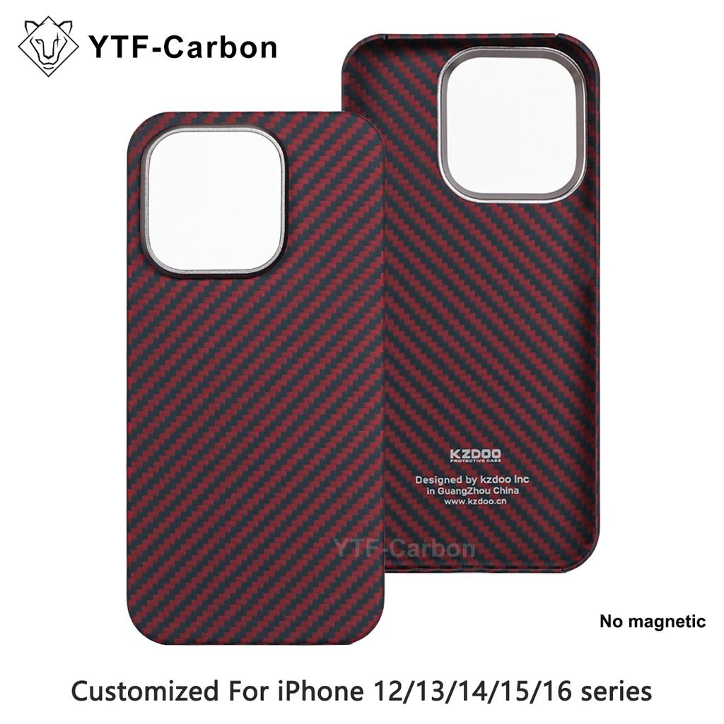 YTF For iPhone 12 Pro Max/13 Pro/14 Pro Max/15 Pro Max/16 Pro Max Genuine Carbon Fiber Aramid Case Ultra Thin Protective Cover