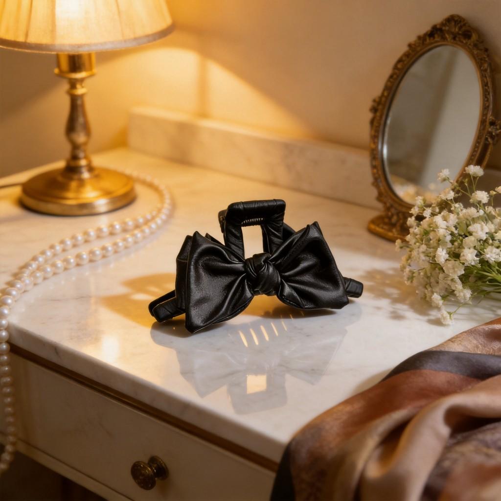 Highend Leather Butterfly Hair Clip With Shark Clamp For Womens Elegant Hairstyling