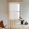 Boho Sheer Curtains for Bedroom, Crochet Knitting Cotton Macrame Lace with Handmade Tassels, Vintage Semi Hollow Striped,1 Panel