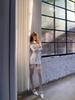 Spice girl white one-word shoulder dress women's autumn new slim-fitting and thin waist off-the-shoulder sexy hip dress