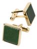 Tabarat Genuine Leather Made In Brass Dark Green Men's Cufflinks, Japan, Cufflinks, (Light Gold)