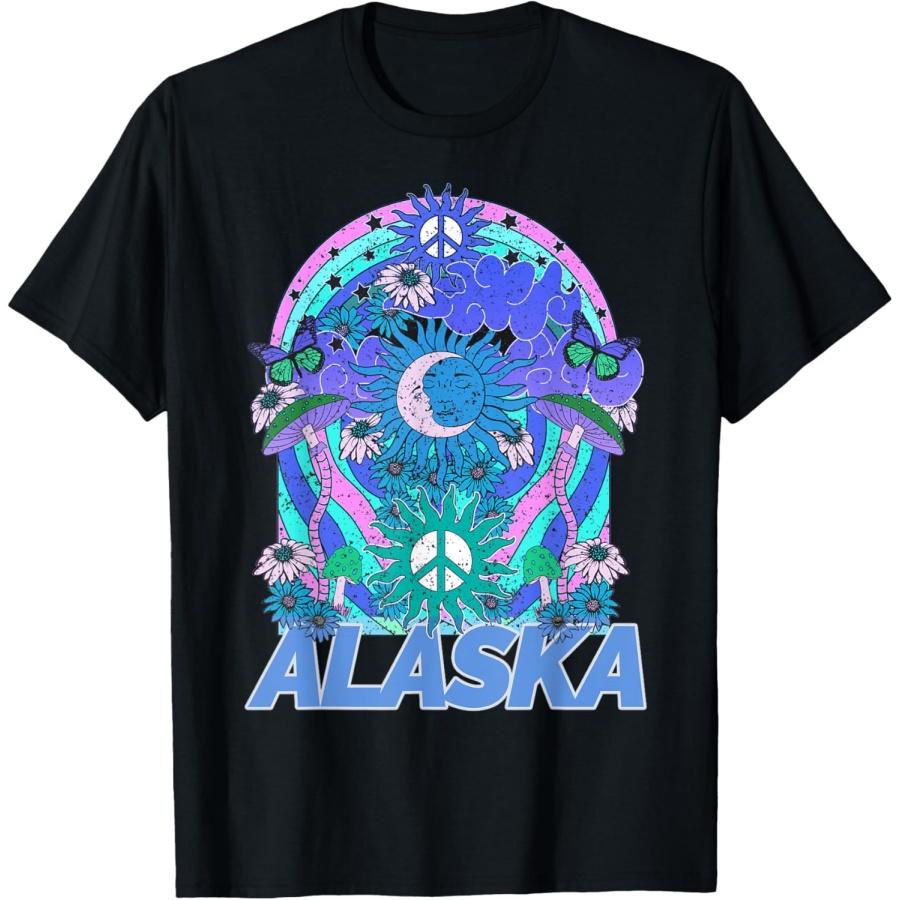 

Alaska Retro Vintage Mountains & Outdoors Wilderness State T-Shirt(1) XXXXXL чорний