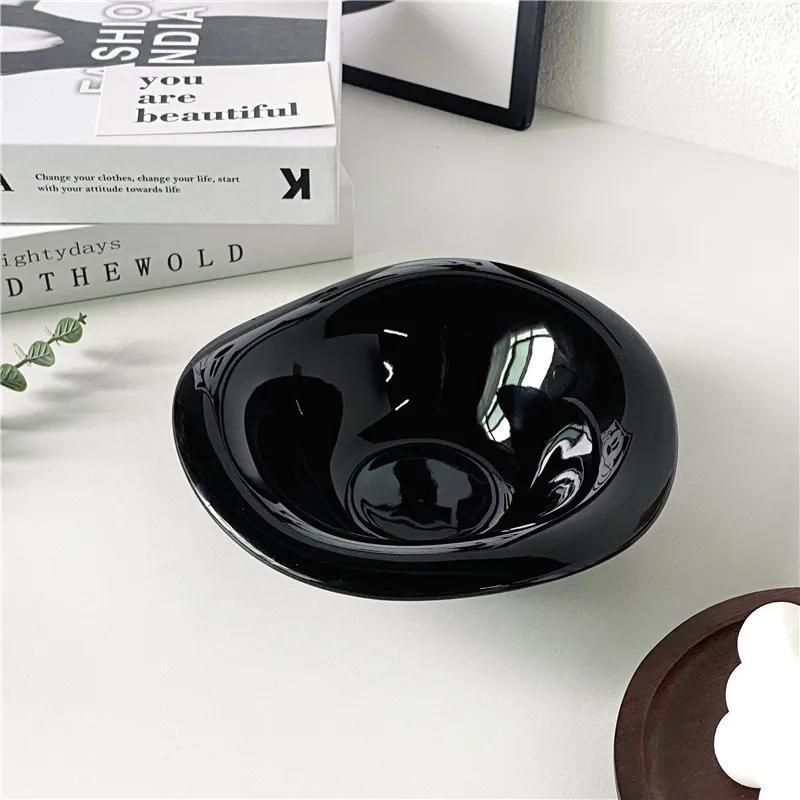 Nordic Style Ceramic Wavy Salad Bowl Irregular Solid Color Afternoon Tea Dessert Fruit Bowls Tableware Kitchen Home Decoration