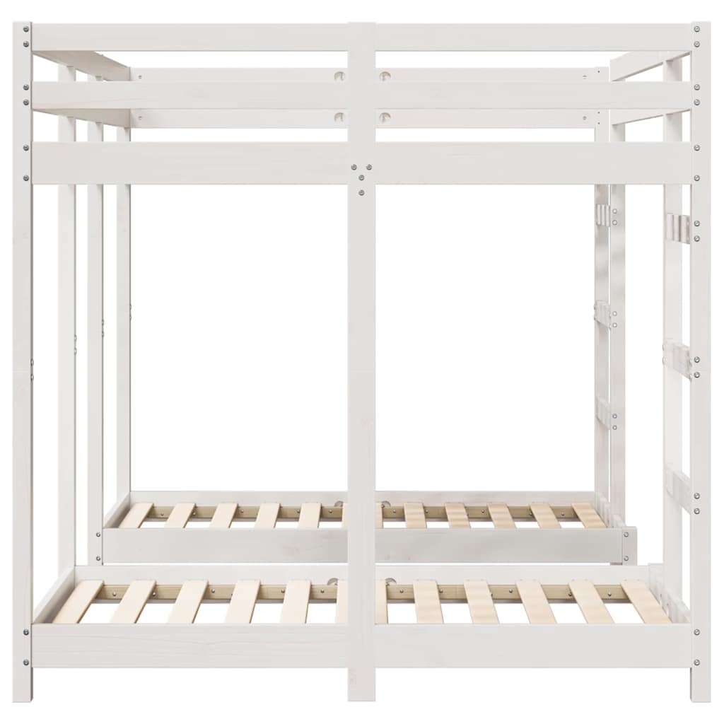 Triple Deck Bunk Bed Frame White 140 X 200 Cm