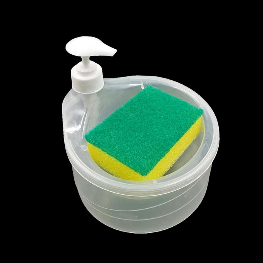 Kitchen Detergent Press Box Sponge Soap Kitchen Tools Dispenser Portable Liquid Adder With Sponge Liquid Pump Soap Container