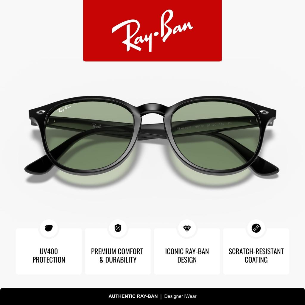lens width 0RB4259F Ray-Ban sunglasses, unisex, frame/black, lens/light green, 50mm,