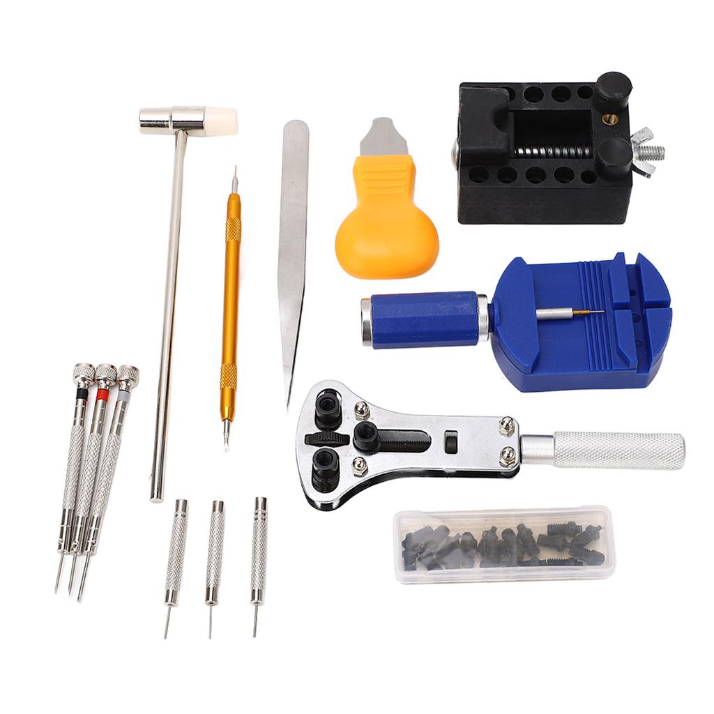 Watch Repair Tool Stainless Steel Watch Battery Replacement Tool Kit with Canvas Case