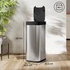 Automatic Kitchen Bin, 50 L, Motion Sensor, Battery, 26.5 x 35.5 x 68 cm, Silver