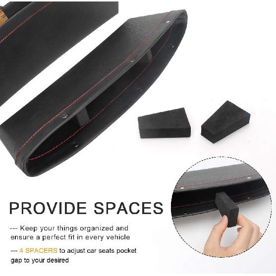 Coolrunner 2 Set Car Seat Gap Organizer, Car Seat Gap Filler, PU Full Leather Car Seat Crevice Storage Box Universal Fit In Between Car Seat Catcher
