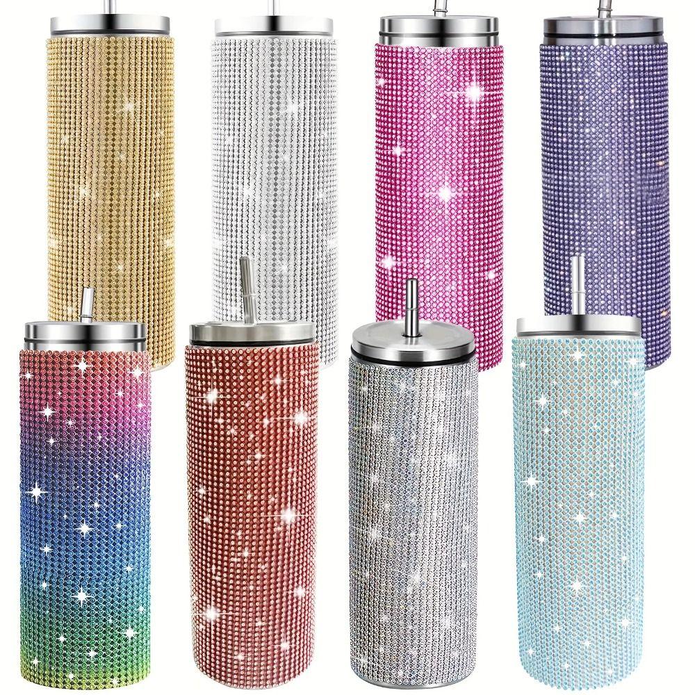 Bling Rhinestone Thermos Bottles Leopard Print Vacuum Flasks  Outdoor Activities