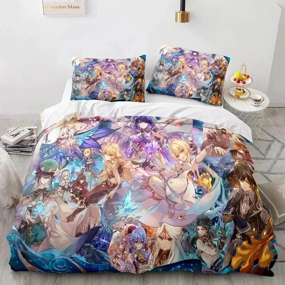 Anime Game Genshin Impact Ganyu Bedding Set Duvet Cover Bed Set Quilt Cover Pillowcase Comforter king Queen Size Boys Adult