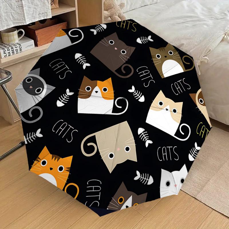 

1pc Cat Prints Automatic Folding Umbrella, 8 Ribs Iron Frame, Suitable for Outdoor Travel and Daily Use yy251120199