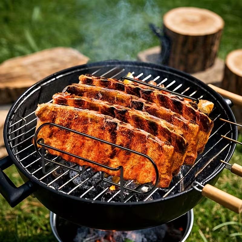 1Pc Outdoor Bbq Tool, Steak And Lamb Grill, Portable Bbq Mesh Rack, Picnic Utensils, Chicken Rack Bbq Grill Rack