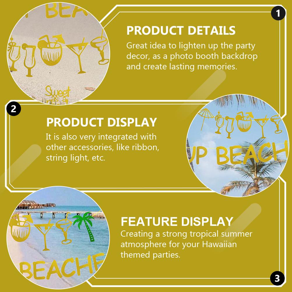 1 Set Seaside Beach Party Banner Bunting Summer Party Photo Booth Decor Bunting Glitter Banner