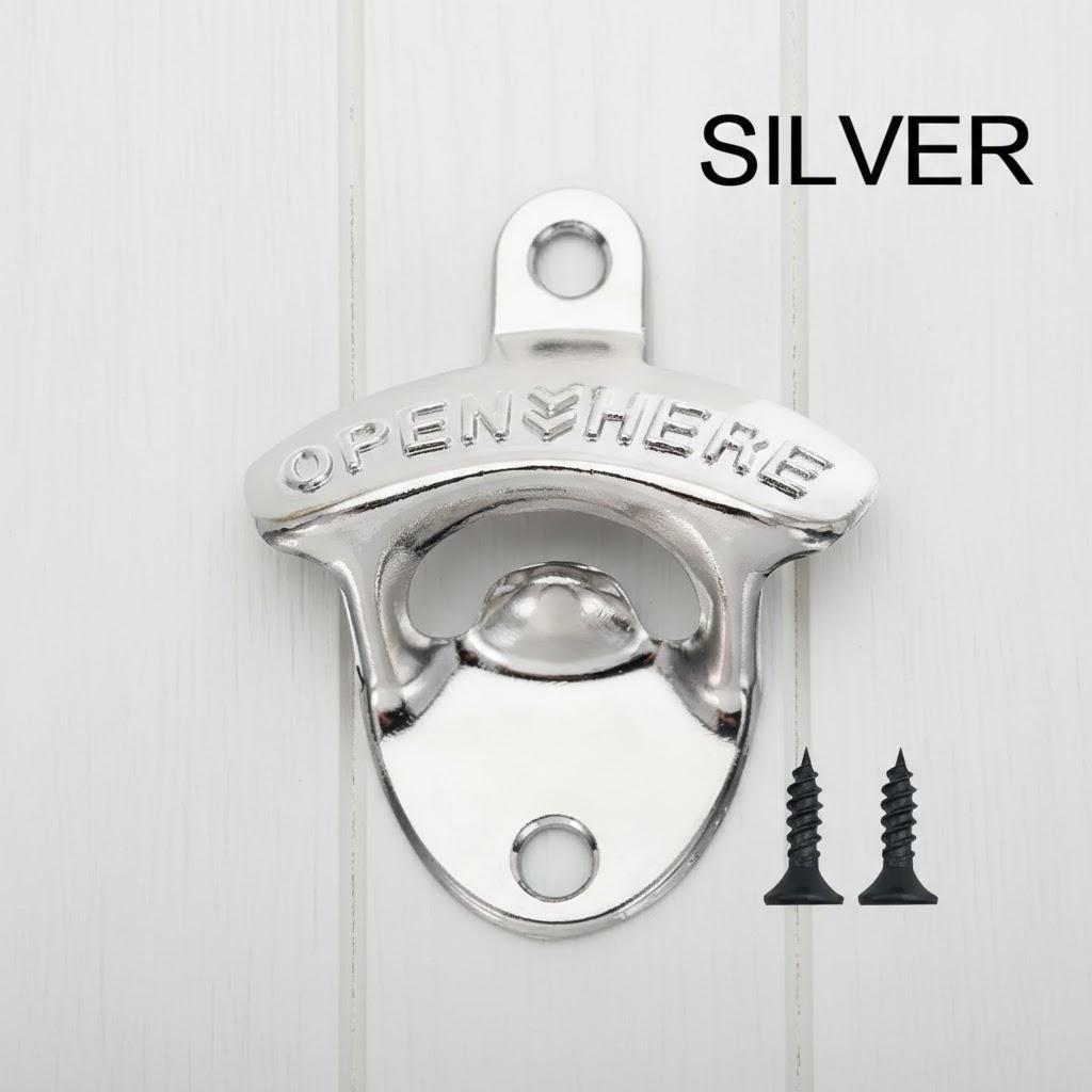 

Wall Mounted Antique Zinc Alloy Bottle Opener Craft Kitchen Tool Home Decor Creative Beer Opener for Bar and Home Use срібний