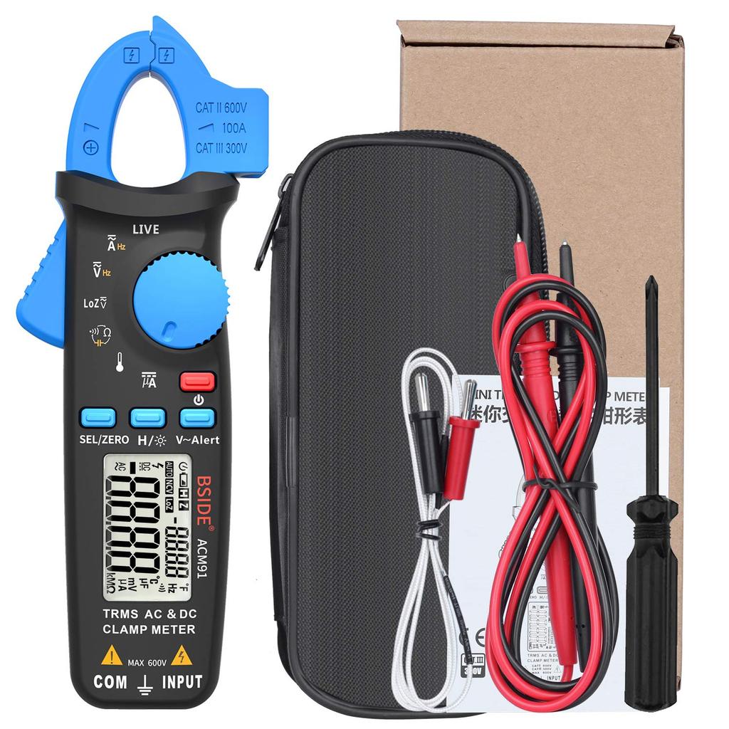 BSIDE DC Current Clamp Ammeter 1mA Resolution Multimeter True RMS Auto-Ranging 6000 Count Tester Voltage Amplifier Ohm Capacitance Frequency Diode Con