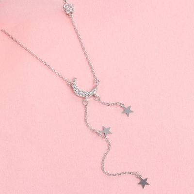 Accessories Stars Moon Tassel Jewelry Necklace Fashion Light Luxury Accessories Collarbone Chain Women