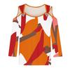 Women's Casual Shirt Blouse Print V-neck Sexy Cold Shoulder 3/4 Sleeve Top