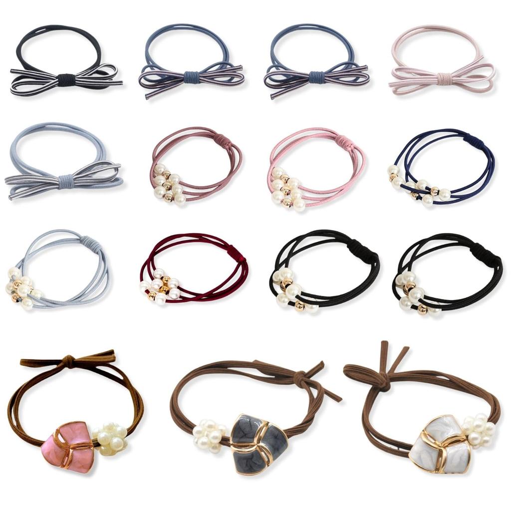 15-Piece Hair Tie Set with Pearl Hair Ties and Beads, Perfect for Adults, Scrunchies, Hair Ornaments, and Hair Accessories. Elegant and Casual Hair