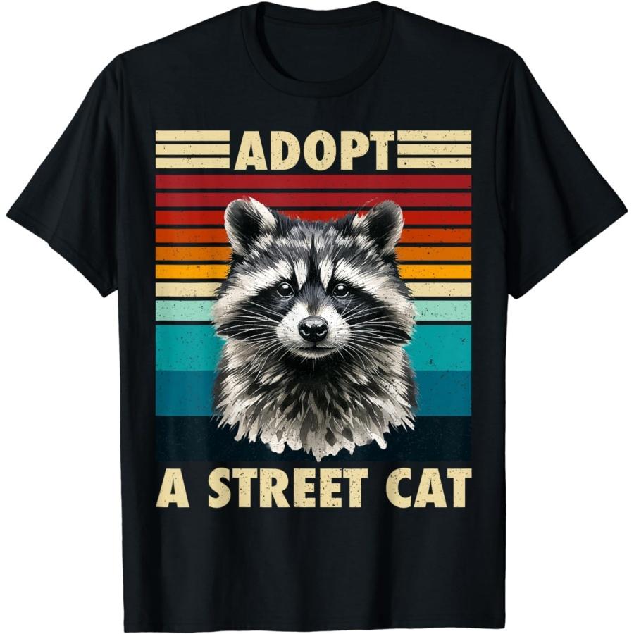 YYUUYUU Raccoon Vintage Retro Racoon Gifts for Women Men Kid Funny T-Shirt S