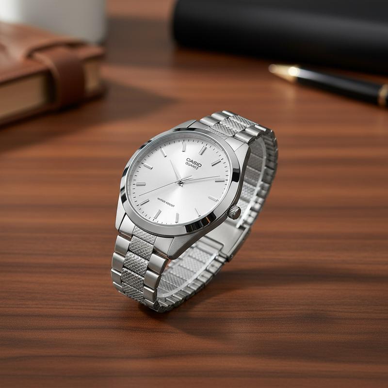 Casio STANDARD Series Fashion Trend Quartz Movement Stainless Steel Strap Japanese and Korean Watch Men's Watch Silver Dial MTP-1274D-7A