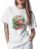 T-Shirts für Damen Grafische T-Shirts Flamingo Rundhals Kurzarmshirts für Damen Grünes Blatt Lässiges T-Shirt