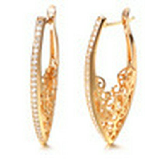 

Европейская и американская мода, ретро дворцовые серьги с цирконами: Геометрический медный узор с покрытием из настоящего золота