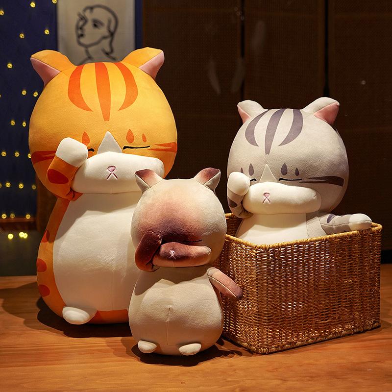 35/45/65 cm freche Katze Plüschtiere gefüllte weiche Abdeckung Augen Katze Kissen schöne Puppen für Baby Mädchen begleiten Umarmung Geburtstagsgeschenke