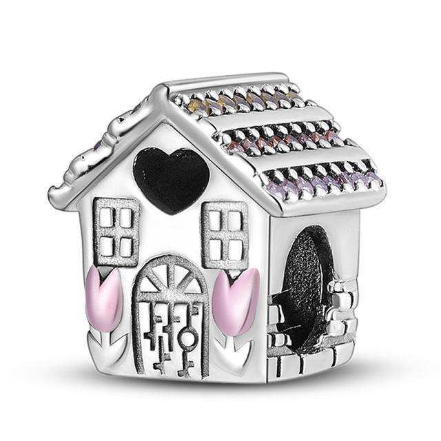 The Home Charms Mărgele Argint 925 Lovely House Dangle Fit Bratara Colier Bijuterii DIY