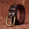 Man's Belt Personality Trendy Bison Leather Pattern Men's High-End Business First Layer Cowhide Leather Brass Buckle Belt Men's