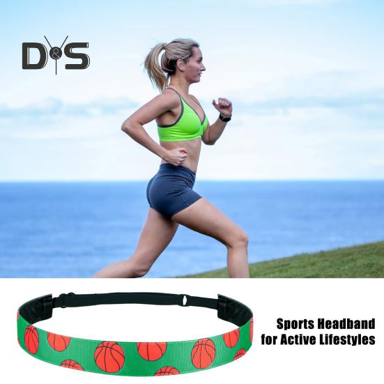 Faixa de cabeça esportiva para meninas Faixa de cabelo atlética Faixa de cabeça elástica com padrão de basquete para futebol Correndo Faixa de suor Acessórios esportivos