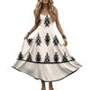 Women Sleeveless V Neck Maxi Dress Summer Bohemian Style Long Slip Dress with Embroidered Pattern and Adjustable Straps for Casual Wear