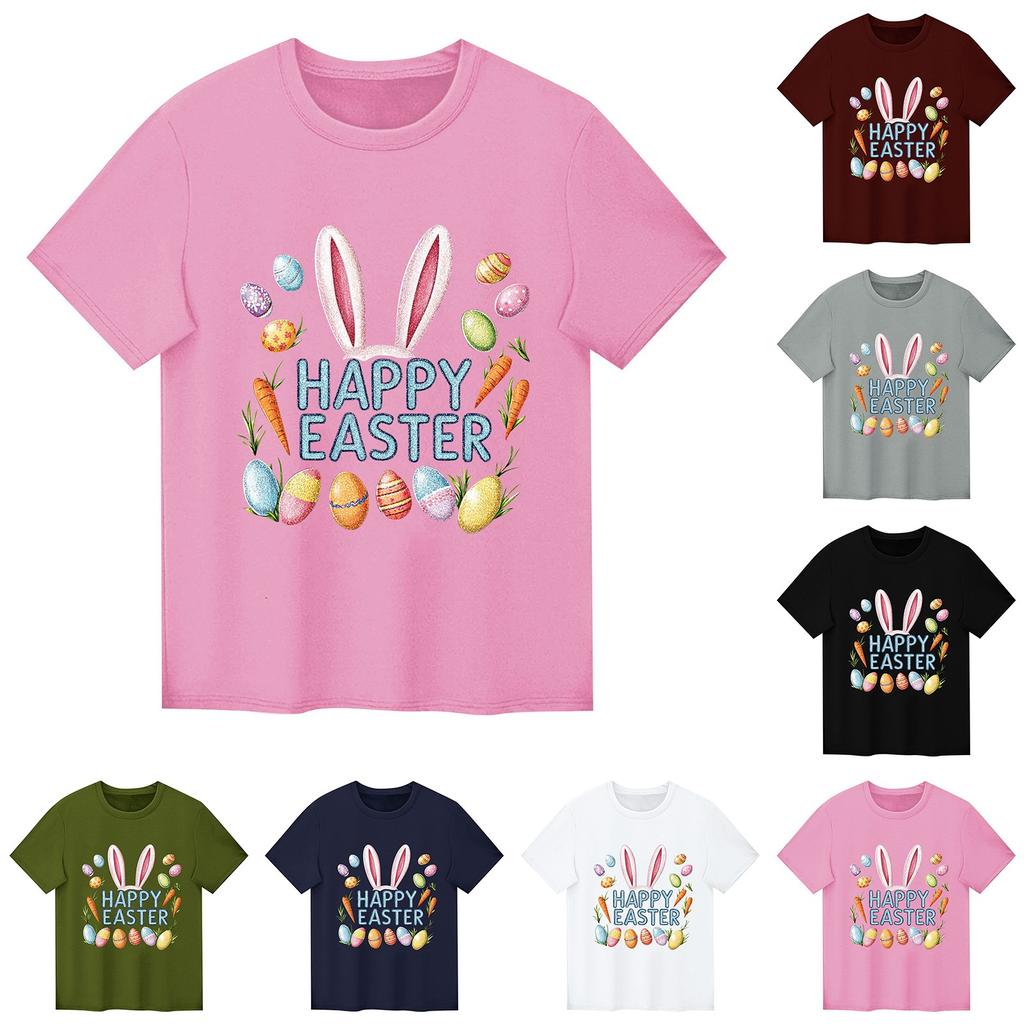 Children's Printed Short Sleeved Round Neck Casual Comfortable Loose Lightweight Top