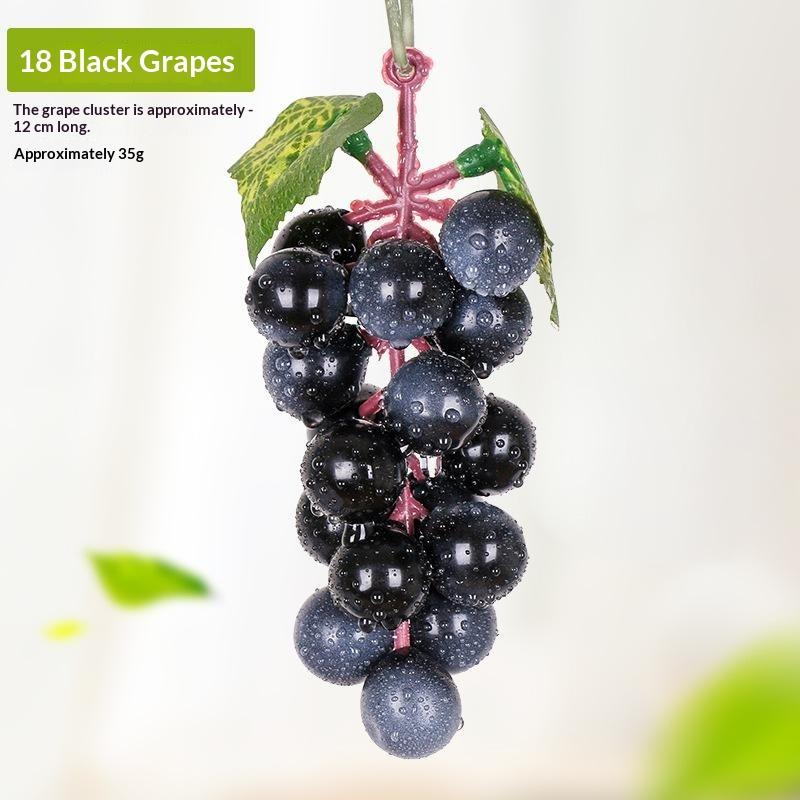 1Pcs Realistic Plastic Artificial Grapes Bunches Simulation Fake Fruit with Leaves for Vintage Home Decor Party Table Display