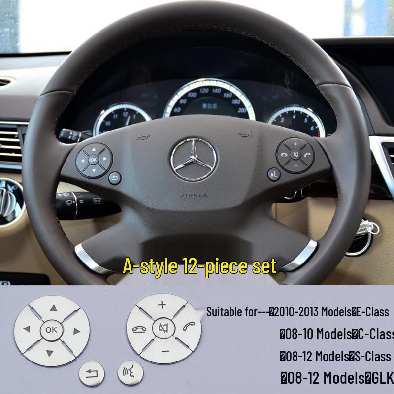 Mercedes C-Class/E-Class Steering Wheel Button Stickers for Interior Modification (W204/C200/E300).