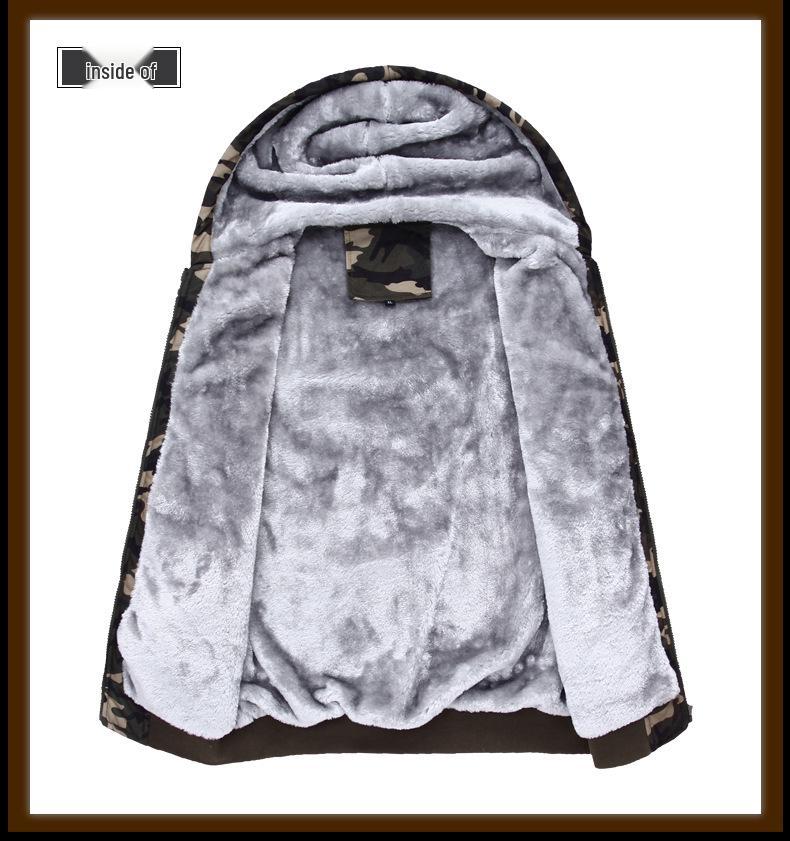 Autumn/Winter Men's Plus Velvet Camouflage Hoodie - Trendy British Style Slim Fit, Plus Size Jacket