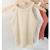 Damen Halter Neck Geripptes Gestricktes Ärmelloses Figurbetontes Lässiges Crop Top