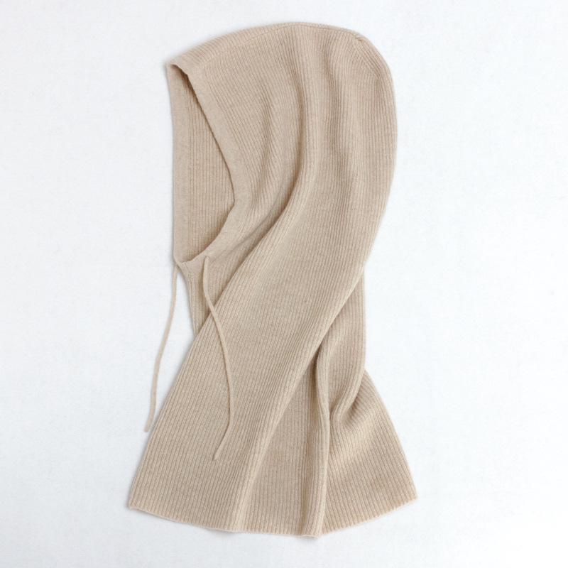 12-gauge Ribbed Cashmere Hooded Neck Warmer with Ear Protection - Unisex Thick Warm Hat