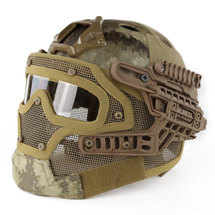 FAST PJ Helmet Mask Integrated Tactical Helmet Head-wrapped Protective Outdoor Cycling Helmet