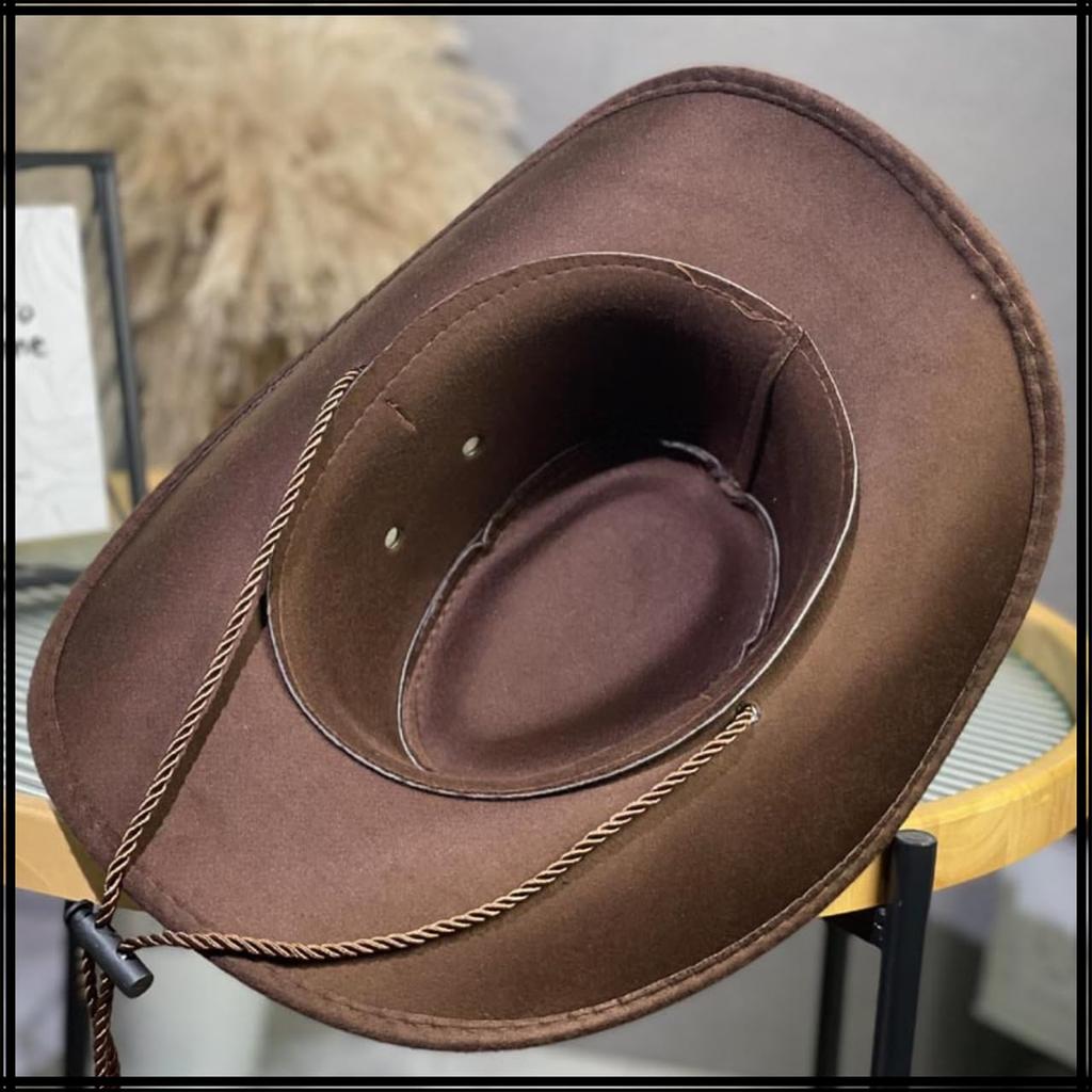 White Fang Western Cowboy Hat with Turquoise Blue Belt for Outdoor and CZA353 Use, Men's Women's, (Brown)