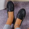 Fashion Flat single shoes women 2025 spring new foreign trade fashion belt buckle round head comfortable slip-on casual bean shoes