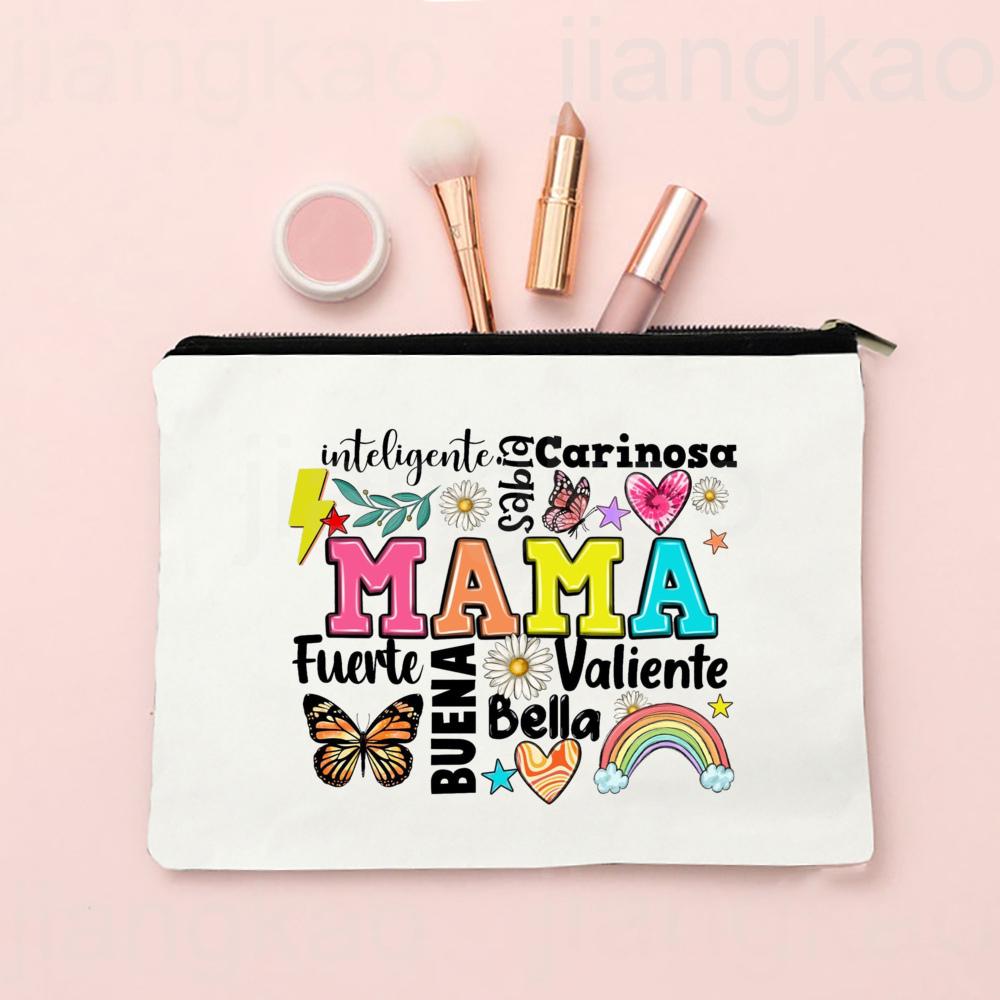 Spanish Printed Makeup Bag Travel Neceser Toiletries Storage Bag Female Canvas Cosmetic Bags Birthday Mother's Day Gift for Mom