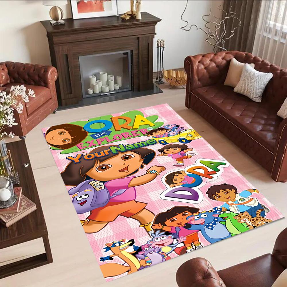 Dora Explorer Customizable Name Floor Rug Office Rug Design for Kitchen Foyer Decorate room Living Rooms Antislip Carpet Anime Office Decor
