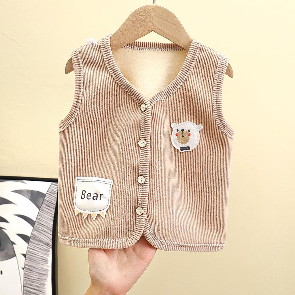 Stylish Children's Plus Velvet Vest: Warm, Thickened Autumn/Winter Waistcoat for Boys & Girls