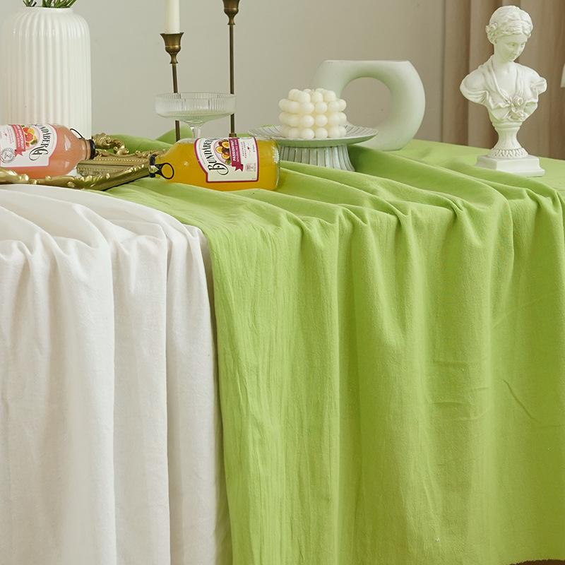 Pure Color Tablecloth Crinkle Cotton Washable Table Cover Tablecloths for Rectangle Table Baby Shower Kitchen Party Wedding Deco