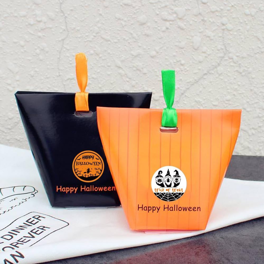 Halloween Stickers for Kids, 500 Pieces 1.0 Inch Skeleton Label Stickers for Halloween Party Favor Supplies Pumpkin Bat Witch Roll Round Envelop Seal