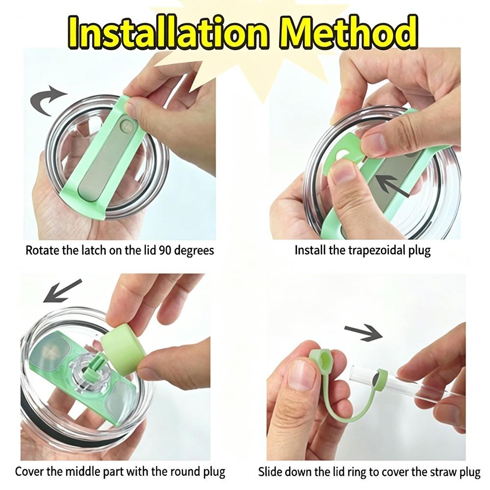 4pcs Silicone Tumbler Accessories Leak Prevention Leak Stopper Plug Spill Proof Stopper Set Home