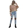Vintage Fashion Elegant Casual Women's Striped Round Neck Loose Knit Short Sweater Women Inside Out